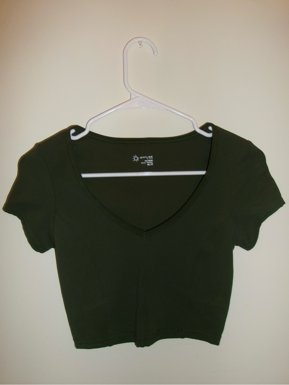 Aerie Olive Green V-Neck Crop Top